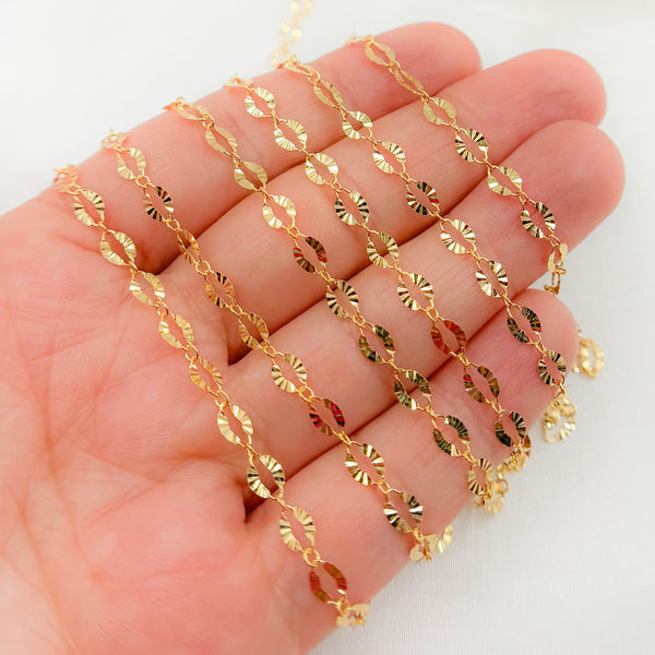 14K Gold-Filled Diamond Cut Oval Link Chain
