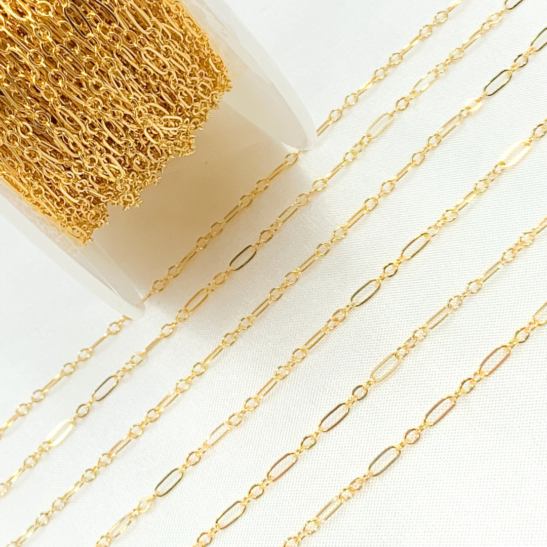 143FGF. 14k Gold Filled Flat Long and Short Link Chain.