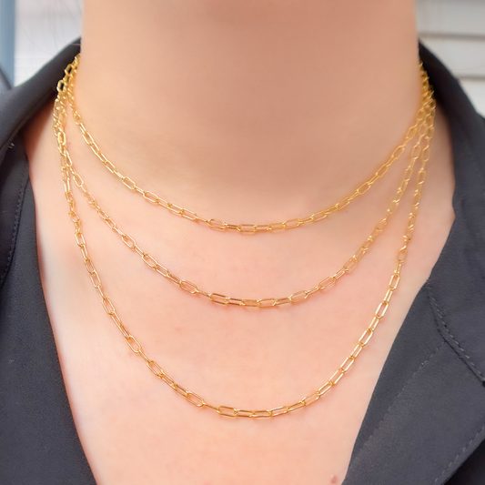 14K Gold-Filled Smooth Paperclip Finished Necklace