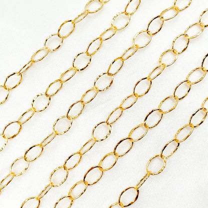 14K Gold Filled Hammered Oval Link Chain