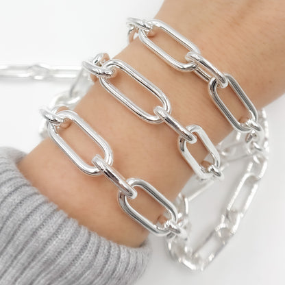 Sterling Silver Smooth Long & Short Links Chain