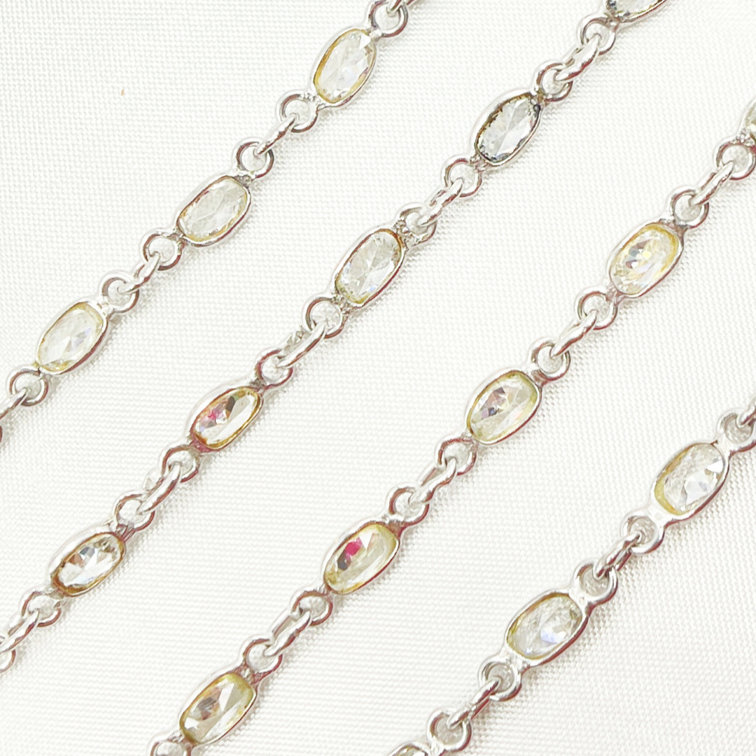Cubic Zirconia Small Oval Shape Connected Chain