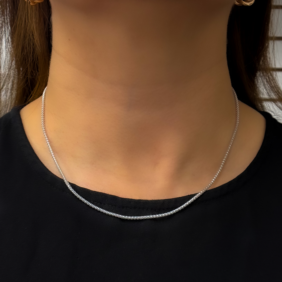 925 Sterling Silver Popcorn Finished Necklace