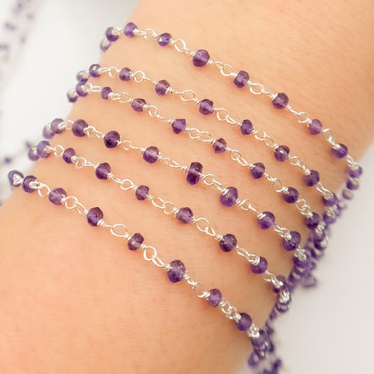 Amethyst Sterling Silver Wire Chain