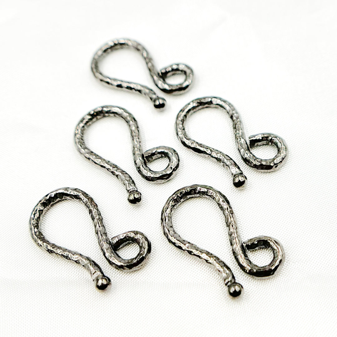 JH2BR. Black Rhodium Sterling Silver  Hammered "J" Hook