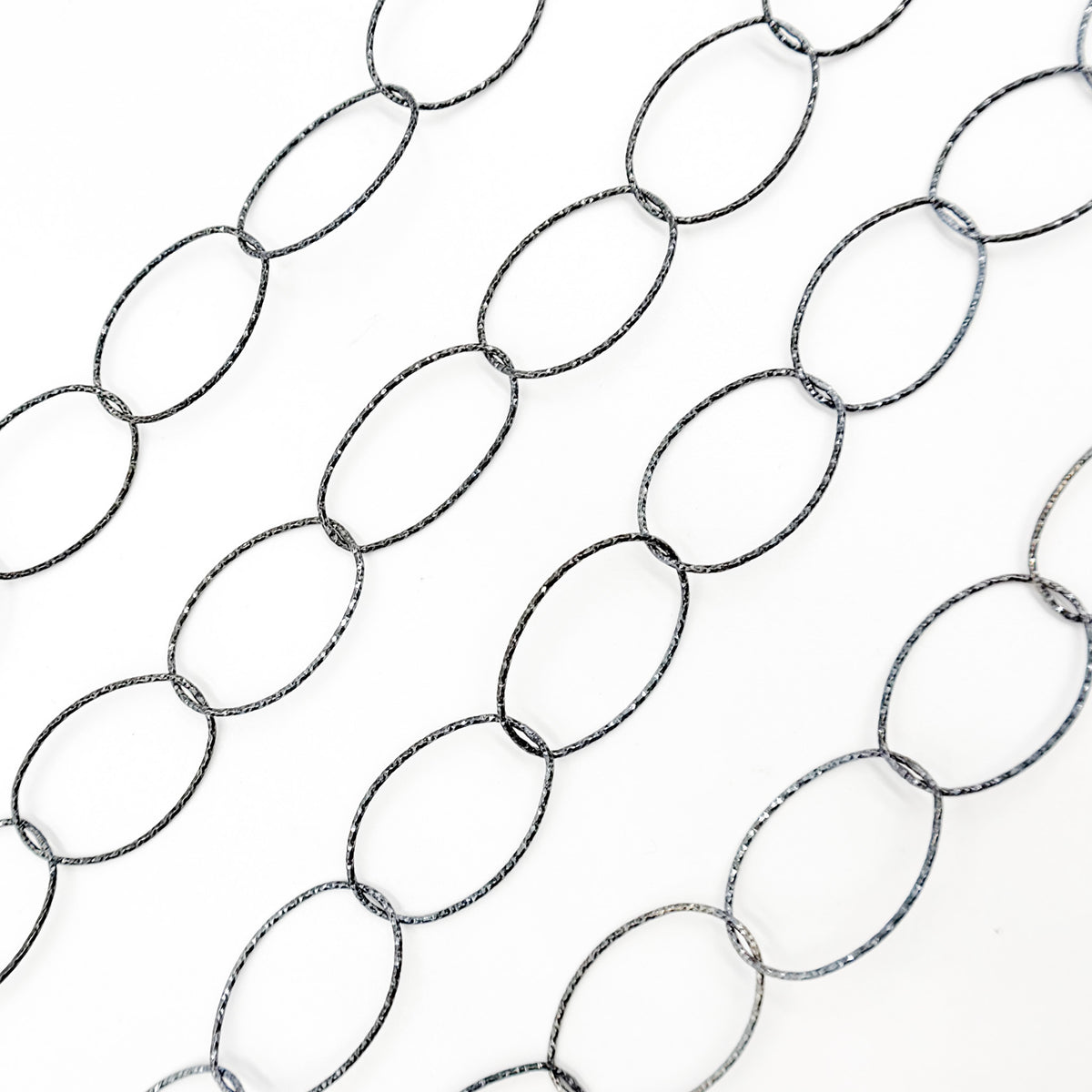 Sterling Silver Black Rhodium Diamond Cut Oval