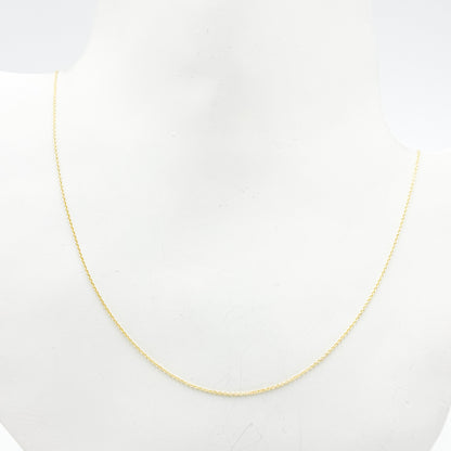 020R01LGJ08018K. 18K Solid Gold Cable 16 Inch Chain with Extender