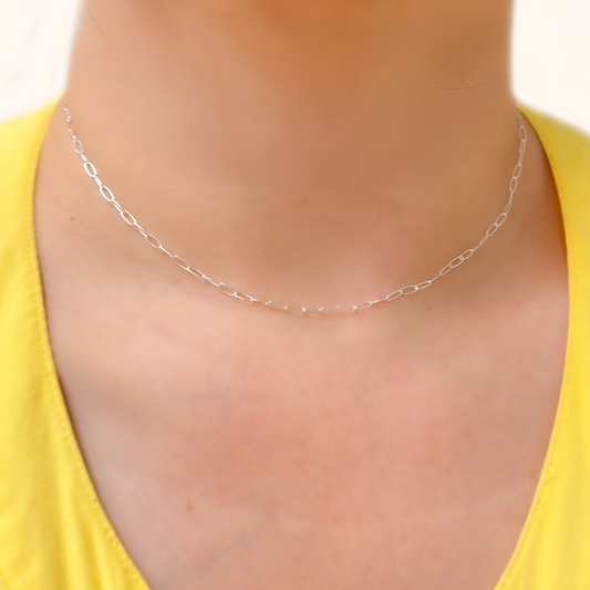 Sterling Silver Smooth Paperclip Necklace