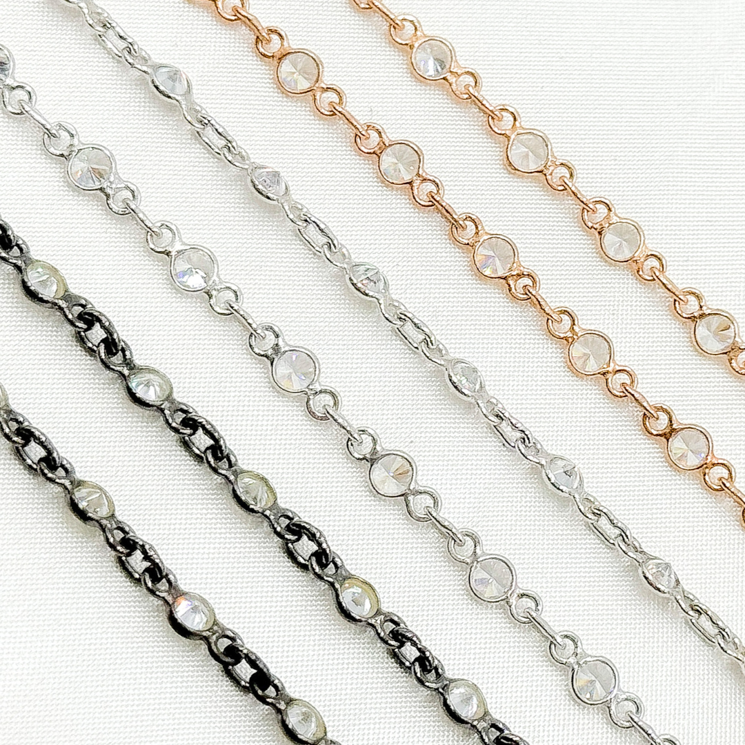 Cubic Zirconia Round Shape Connected Chain