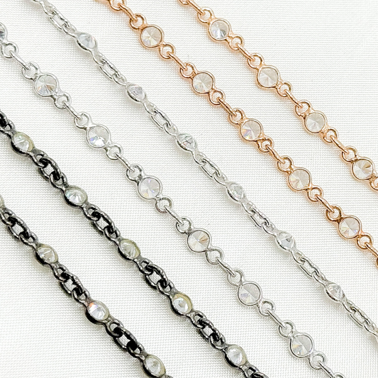 Cubic Zirconia Round Shape Connected Chain