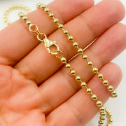 14K Solid Yellow Gold Ball Necklace