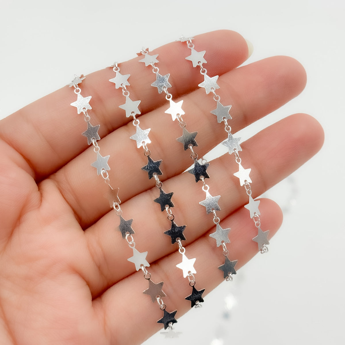 V312SS. 925 Sterling Silver Fancy Star-Link Chain