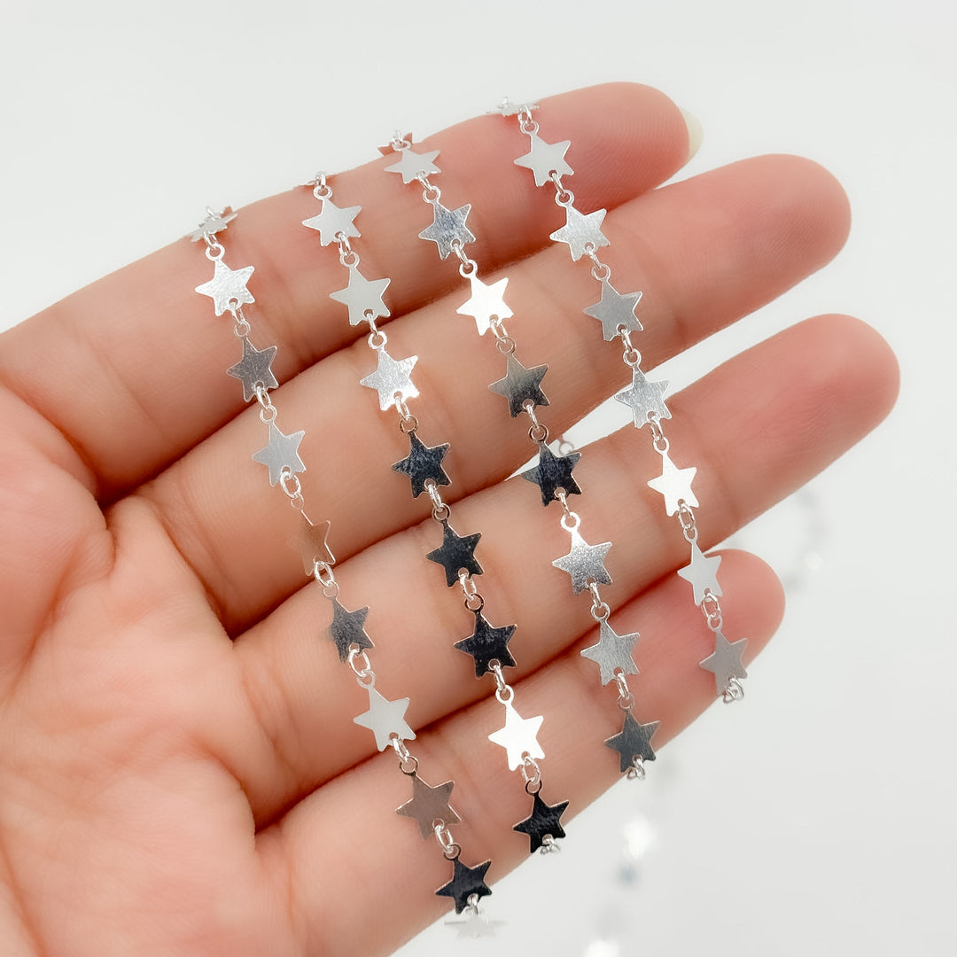 V312SS. 925 Sterling Silver Fancy Star-Link Chain