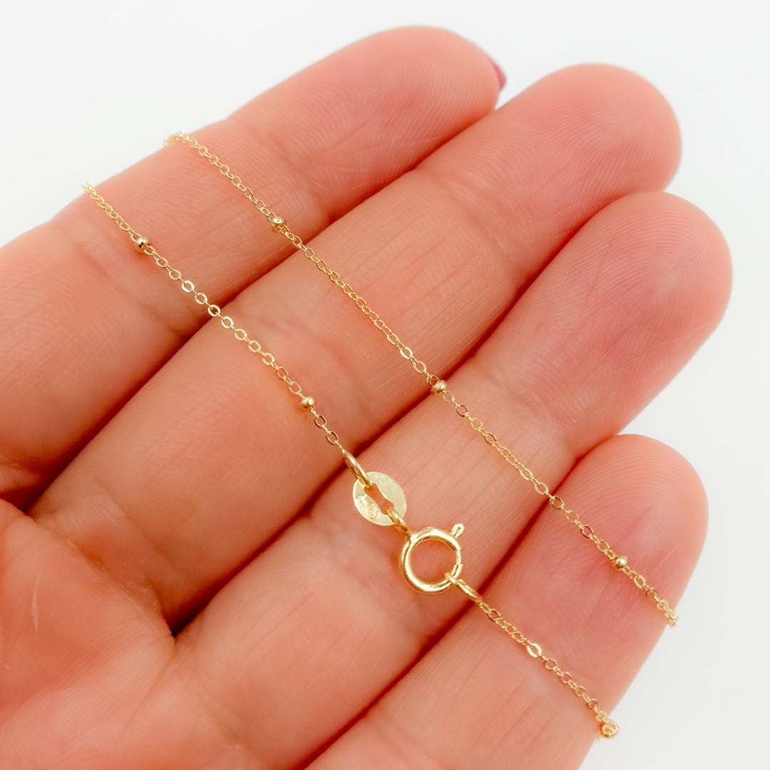 020R03BLS518K. 18K Solid Yellow Gold Satellite Bead Chain