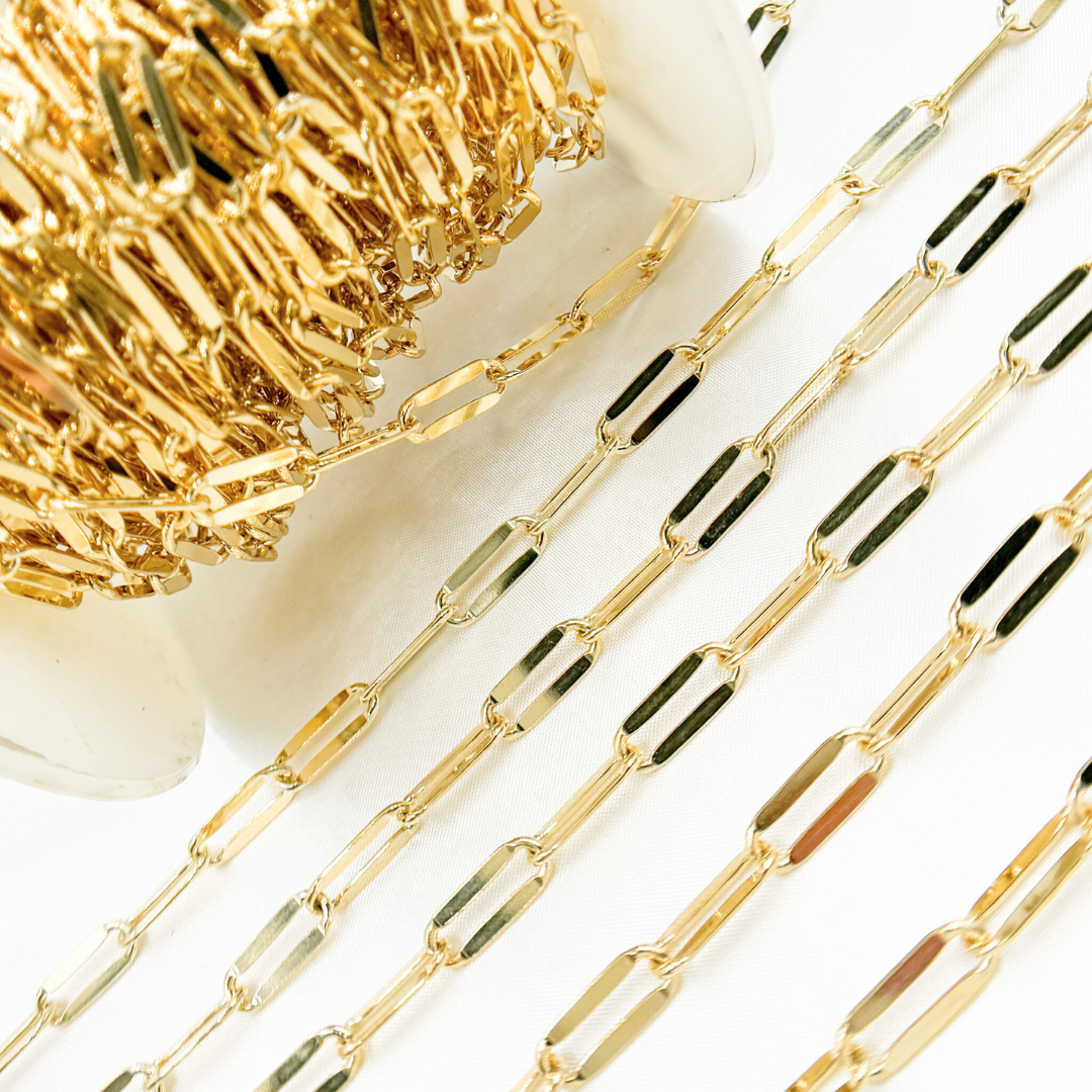Y58S06GP. Gold Plated 925 Sterling Silver Flat Paperclip Chain