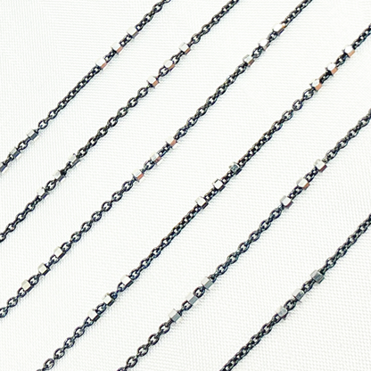 Black Rhodium 925 Sterling Silver Satellite 3 Cubes Chain