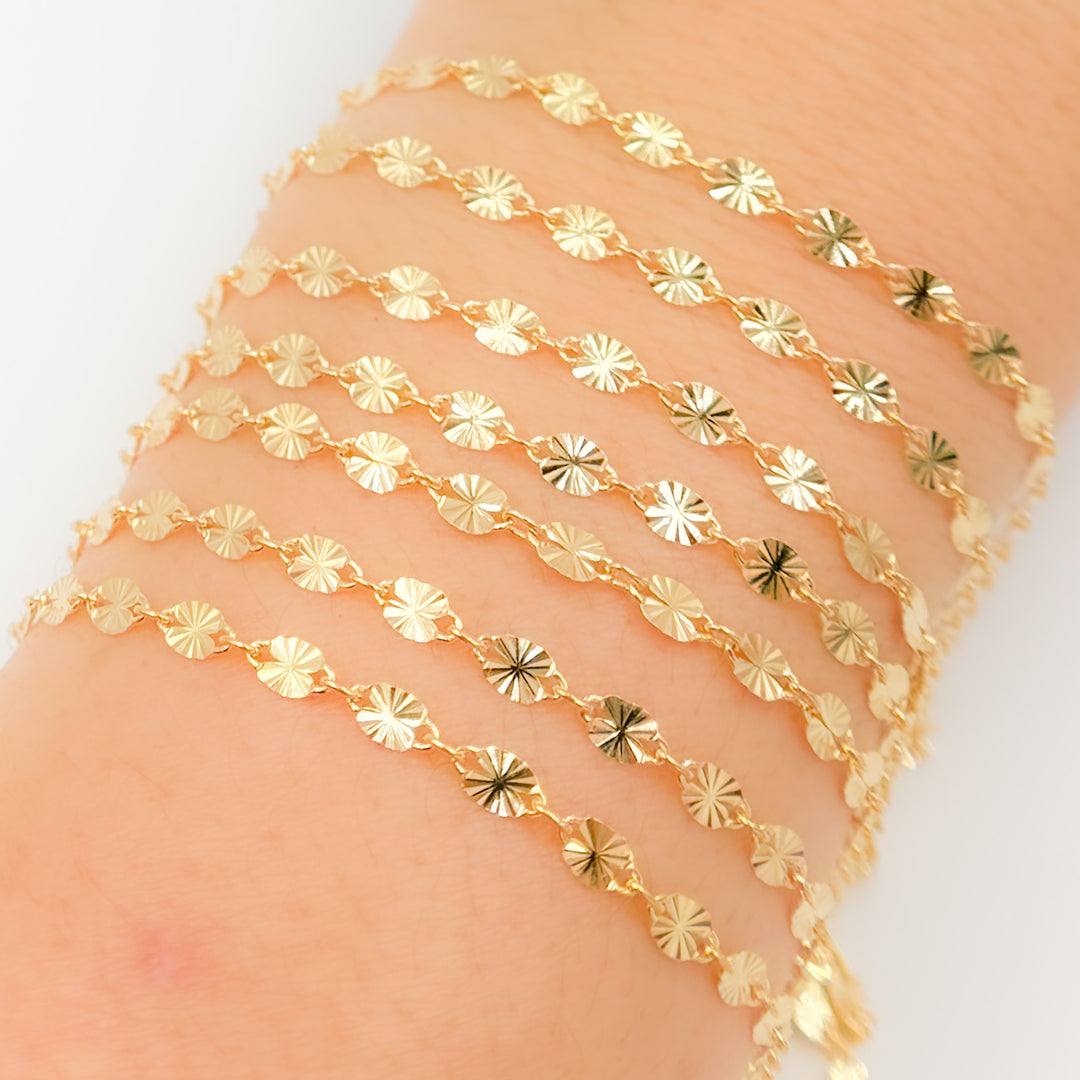 V301GF. 14k Gold Filled Diamond Cut Marina Link Chain