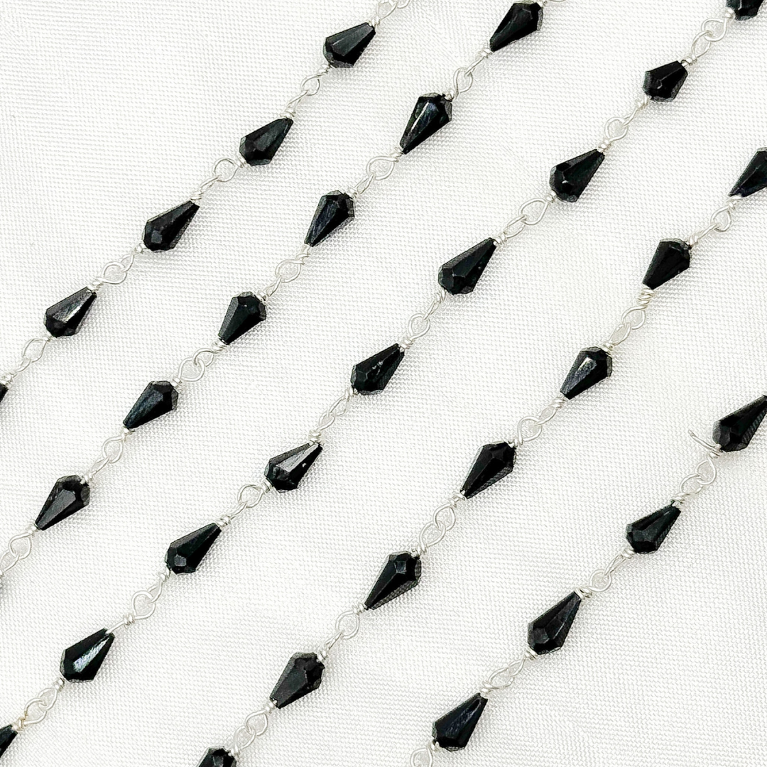 Black Spinel 925 Sterling Silver Wire Chain. BSP9