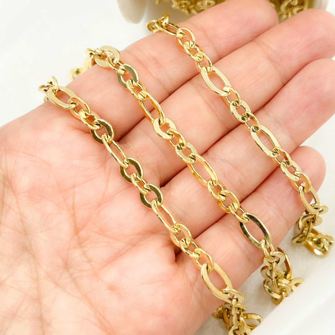 Gold Plated 925 Sterling Silver Short & Long Flat Oval Link Chain
