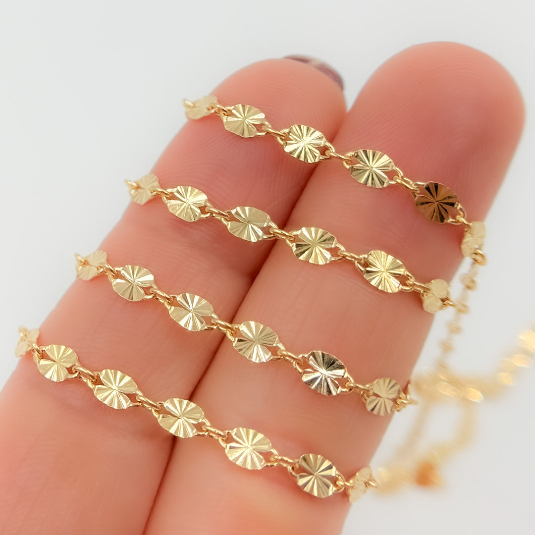 V301GF. 14k Gold Filled Diamond Cut Marina Link Chain