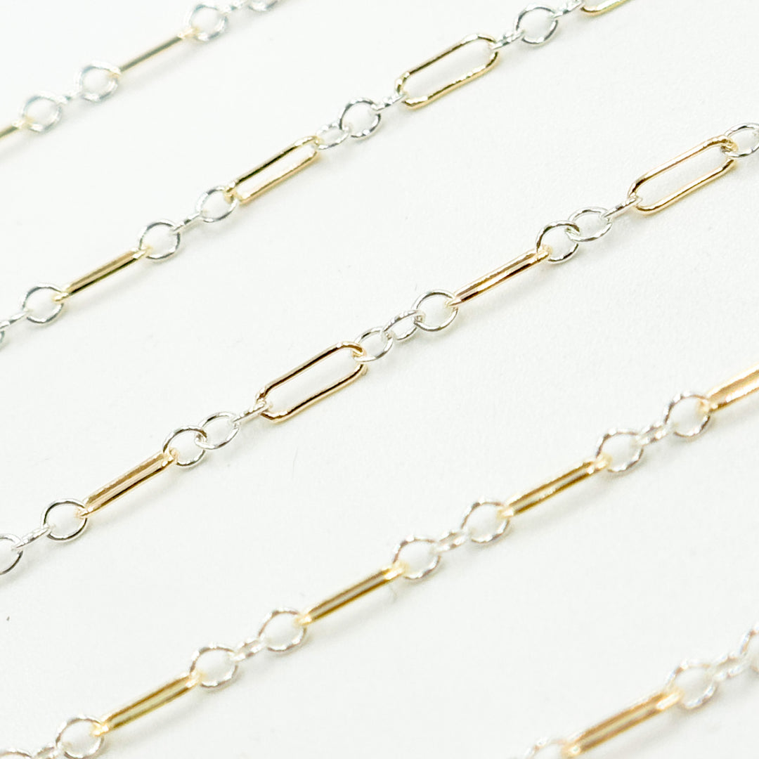 XM1003TT. 14k Gold Filled 1 Long & 3 Sterling Silver Short Link Chain