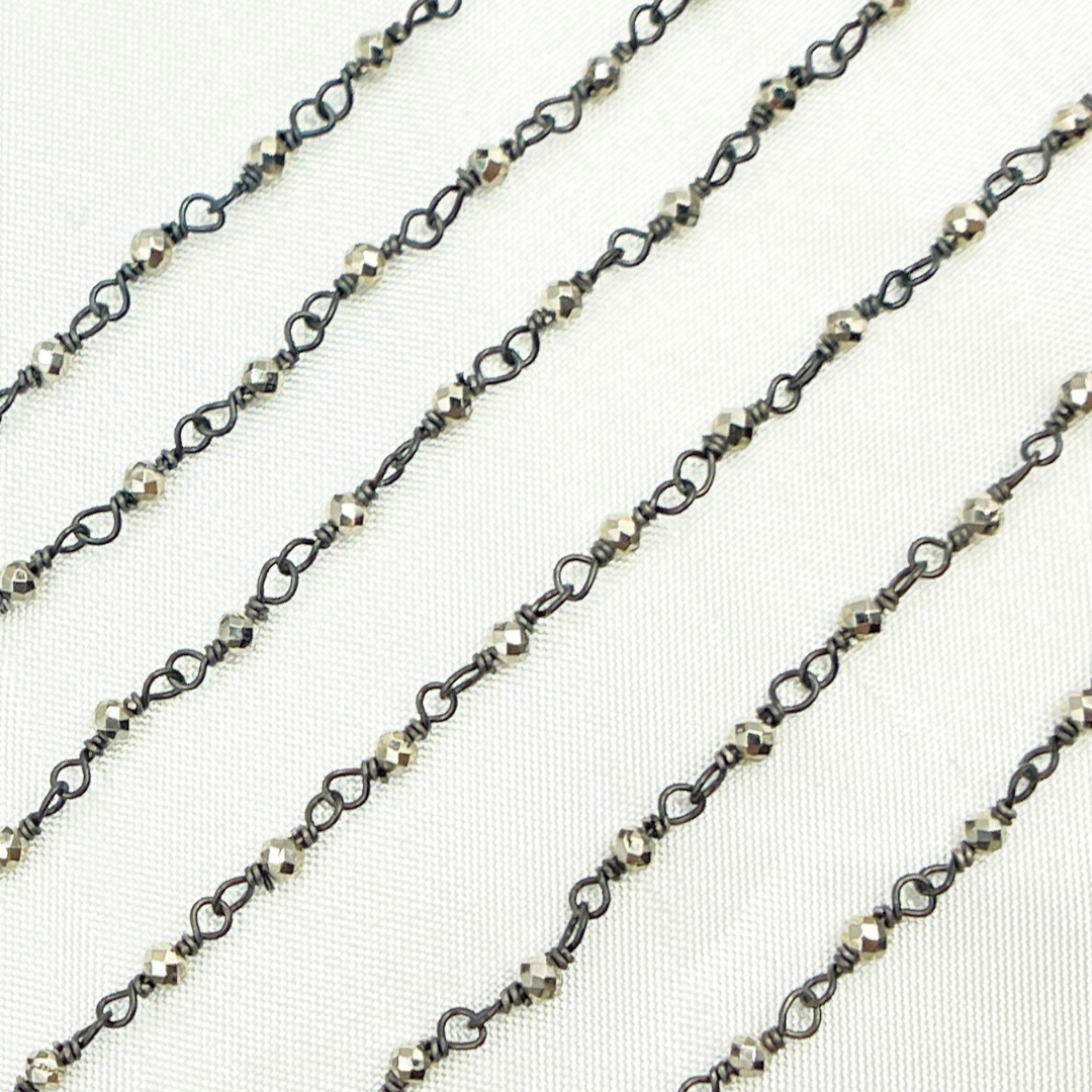 Pyrite Wire Wrapped Beads Chain. SPY3