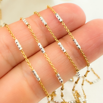 Gold Plated Sterling Silver Satellite Diamond Cut Tube Chain