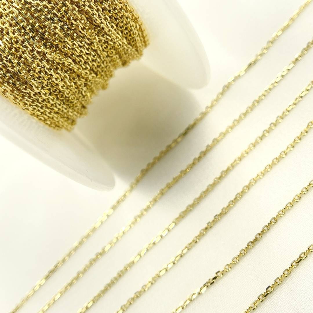 040R01T5FTbyFt. 14k Solid Gold Diamond Cut Cable Link Unfinished Chain