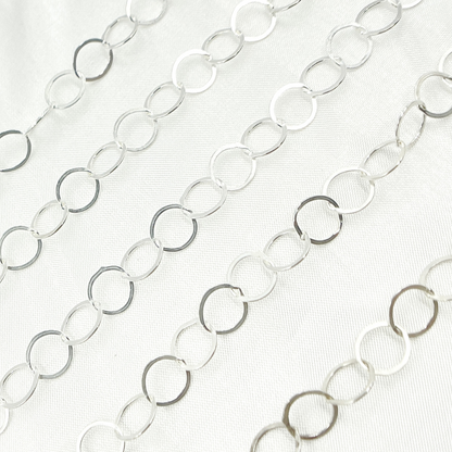 Sterling Silver Flat Round Link Chain
