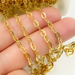 Load image into Gallery viewer, Gold Plated 925 Sterling Silver Flat Marina Link Chain. Z51GP
