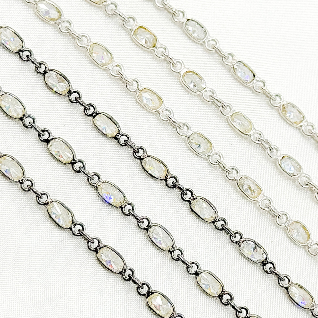Cubic Zirconia Small Oval Shape Connected Chain