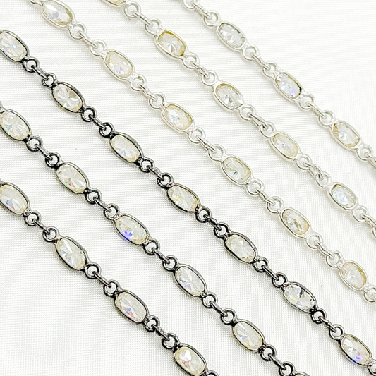 Cubic Zirconia Small Oval Shape Connected Chain