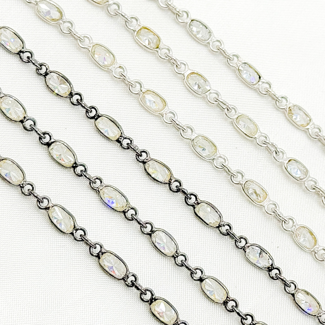 Cubic Zirconia Small Oval Shape Connected Chain. CZ31