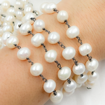Load image into Gallery viewer, Oval White Freshwater Pearl Wire Wrap Chain. PRL31
