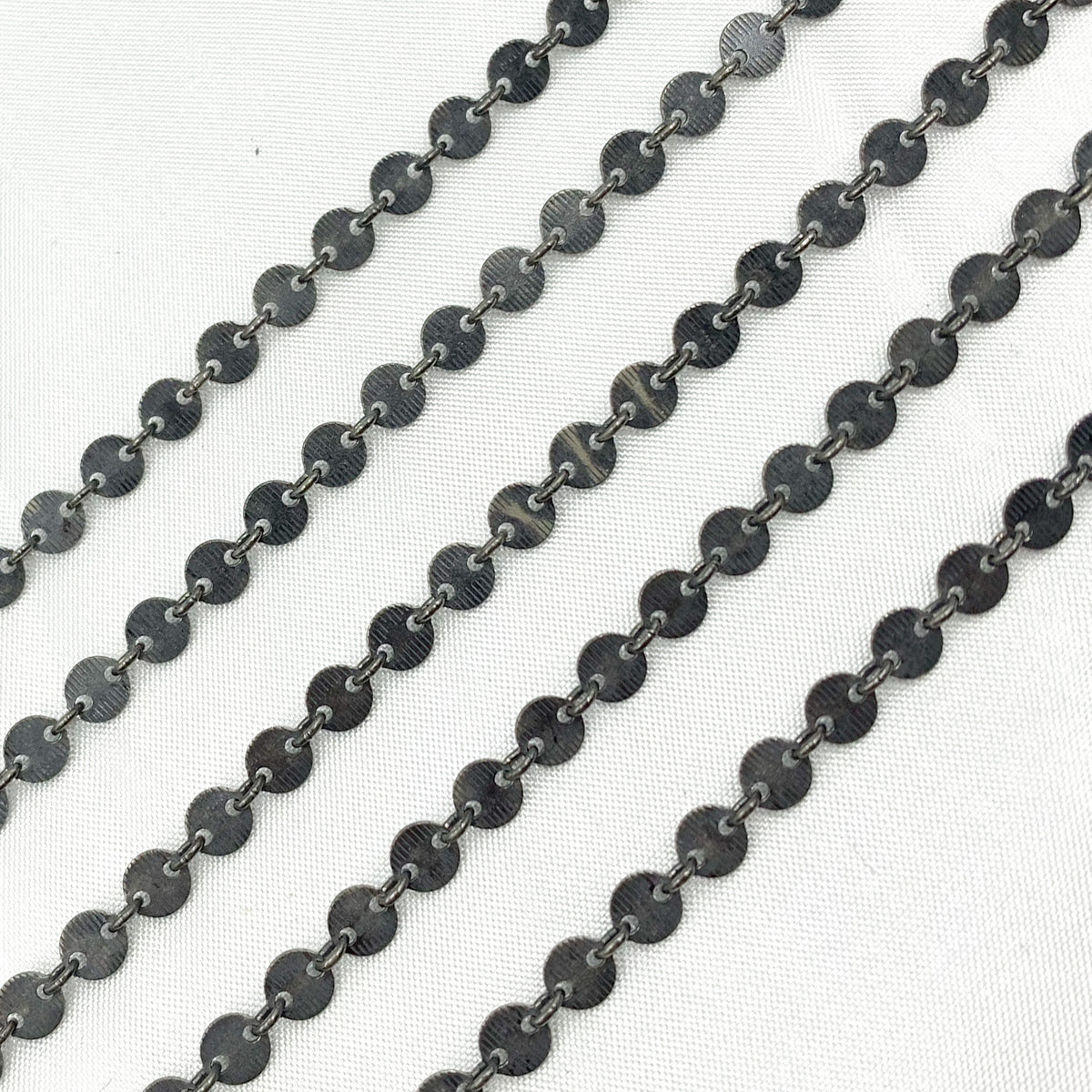 Oxidized Sterling Silver Textured Disc Chain