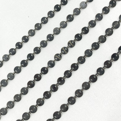 Oxidized Sterling Silver Textured Disc Chain