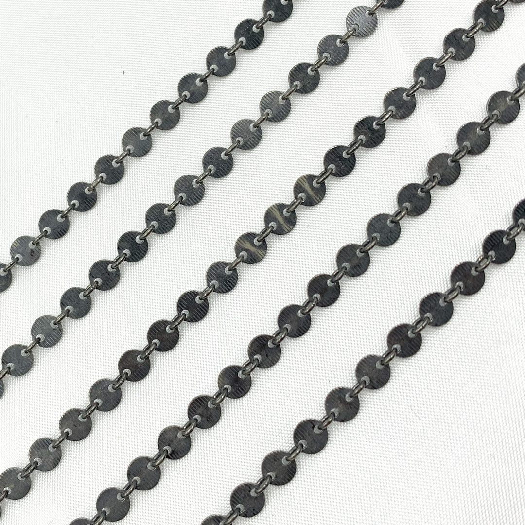 Oxidized 925 Sterling Silver Textured Disc Chain. 957LOX