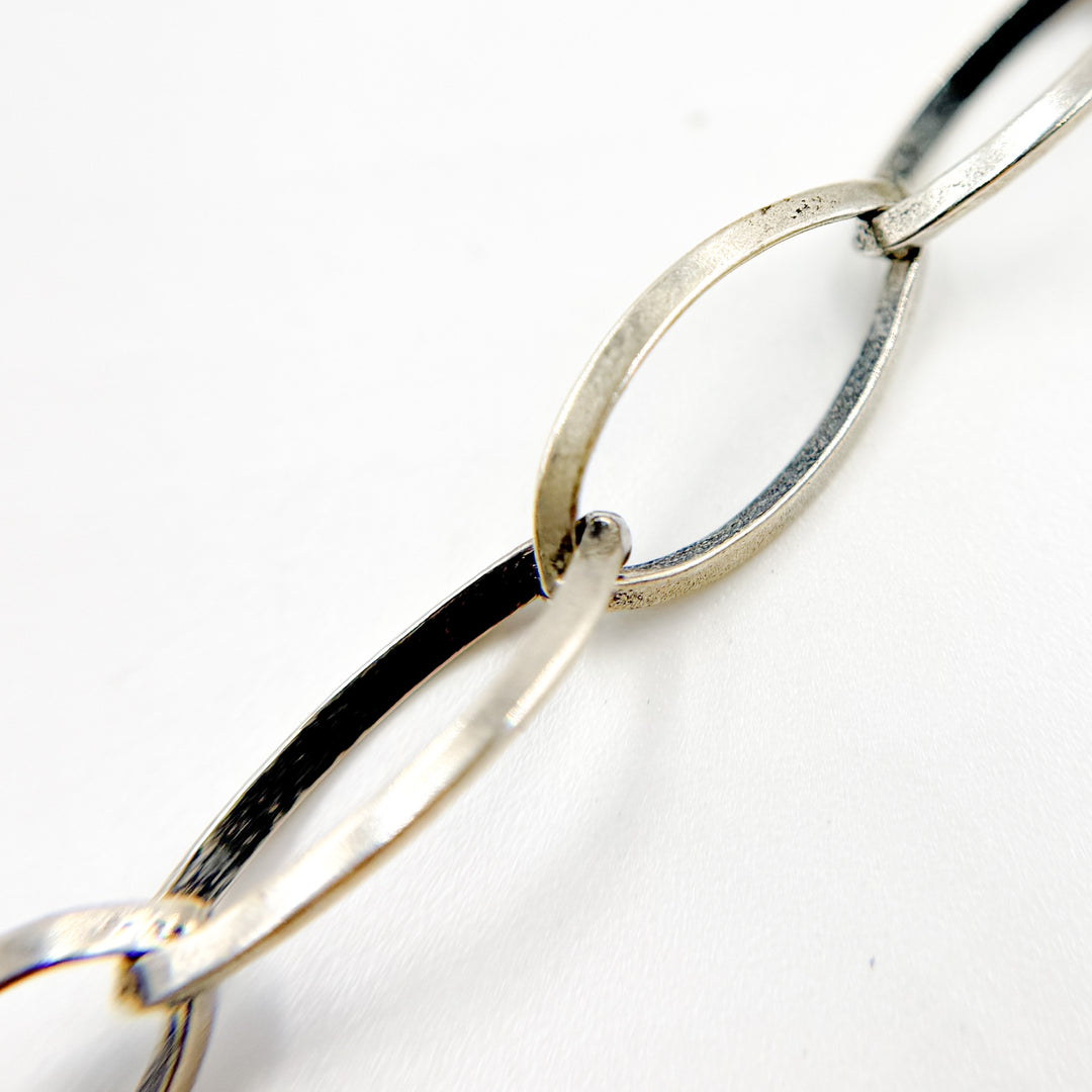 699OX. Oxidized Sterling Silver Marquis Shape Link Chain