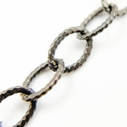 Black Rhodium Sterling Silver Hammered Oval Link Chain