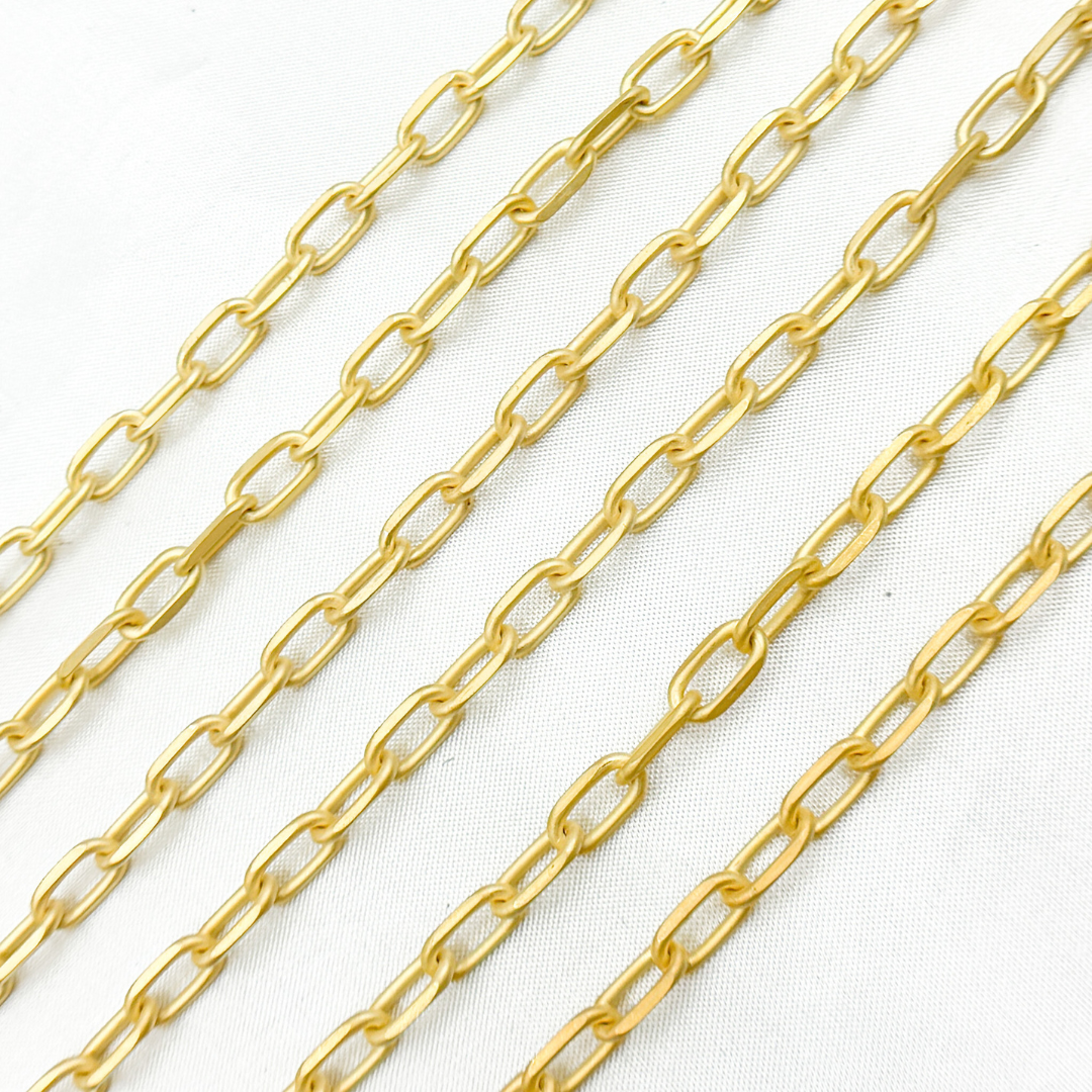 V184GPM. Gold Plated Matt 925 Sterling Silver Diamond Cut Paperclip Link Chain