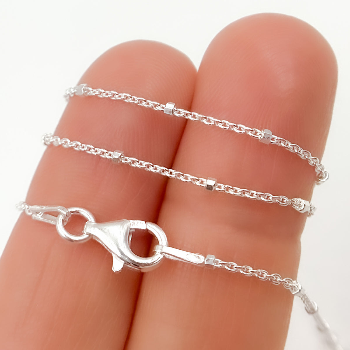 Sterling Silver Cube Satellite Finished Necklace