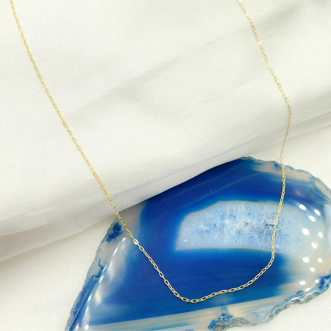 14k Solid Yellow Gold Smooth Cable Link Chain