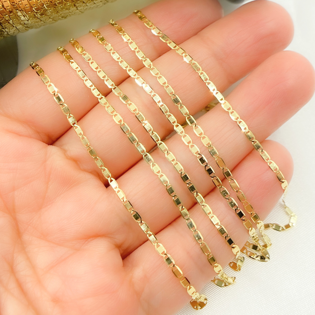 14k Solid Gold Mirror Flat Marina Link Chain