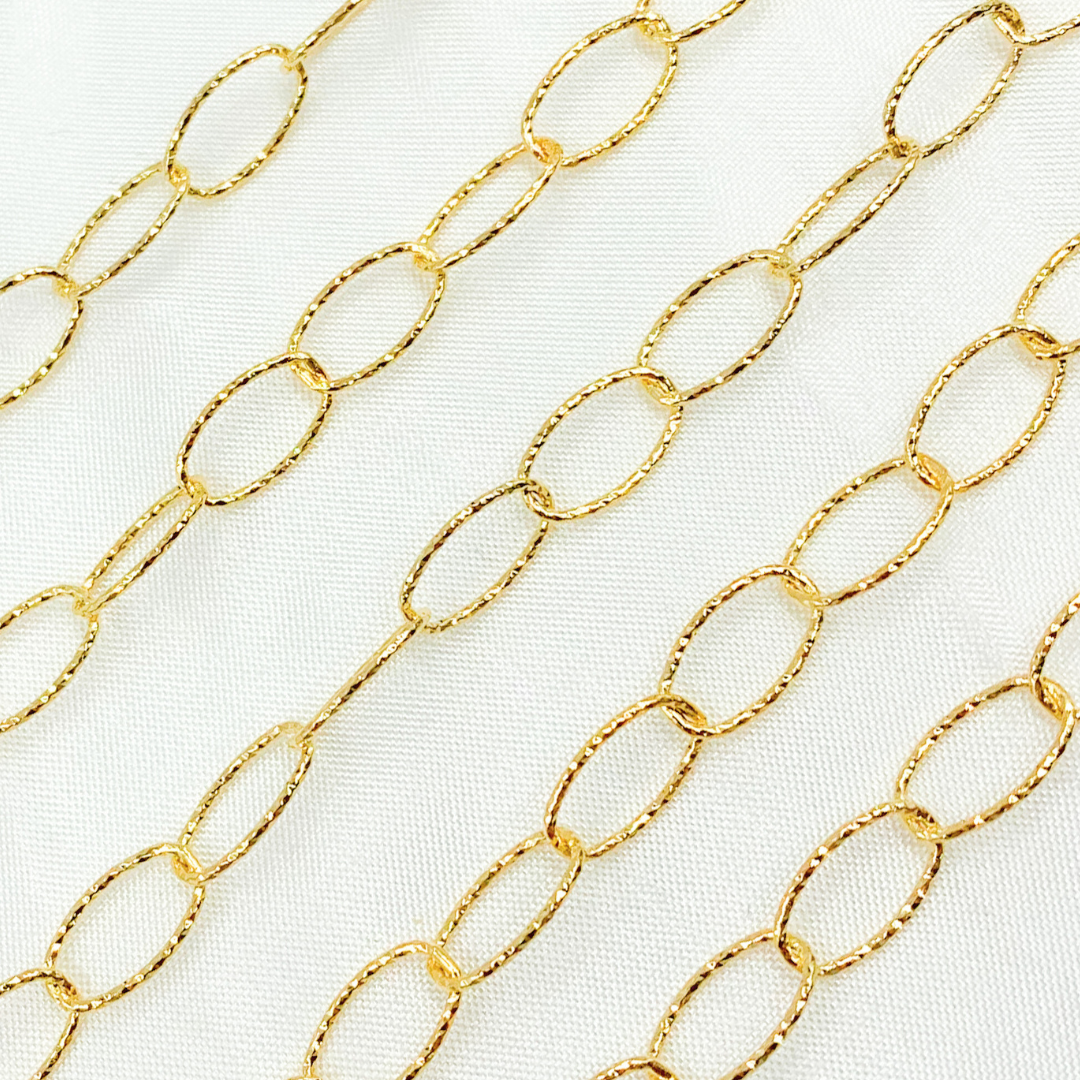 Gold Plated Sterling Silver Diamond Cut Oval Link Chain