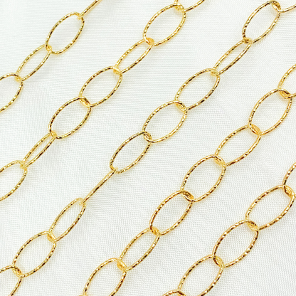 Gold Plated Sterling Silver Diamond Cut Oval Link Chain