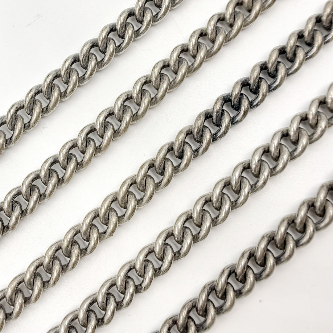 9504COX. Oxidized Sterling Silver Smooth Curb Chain
