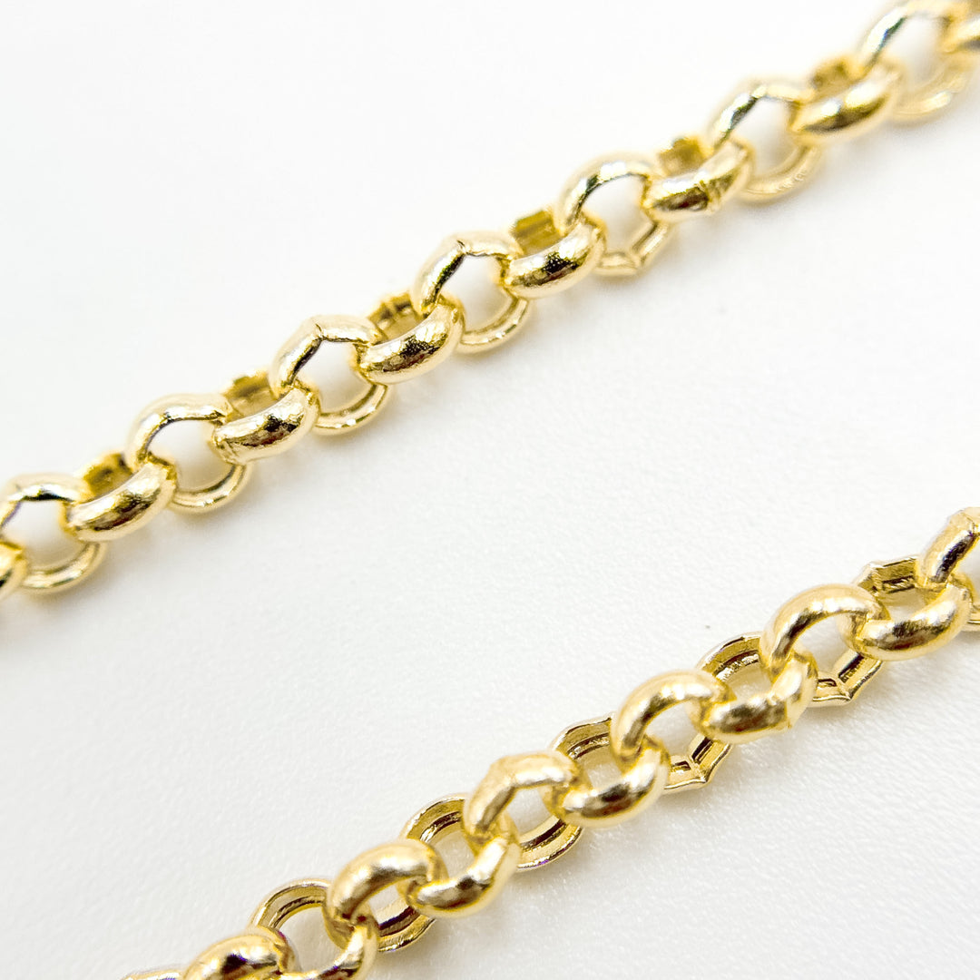 000HVR0344000. 14K Solid Yellow Gold Round Rolo Hollow Chain Necklace