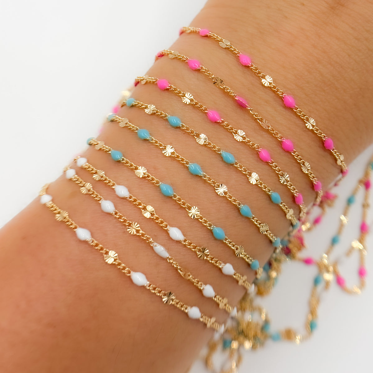 14K Gold Filled Enamel Marina Link Chains