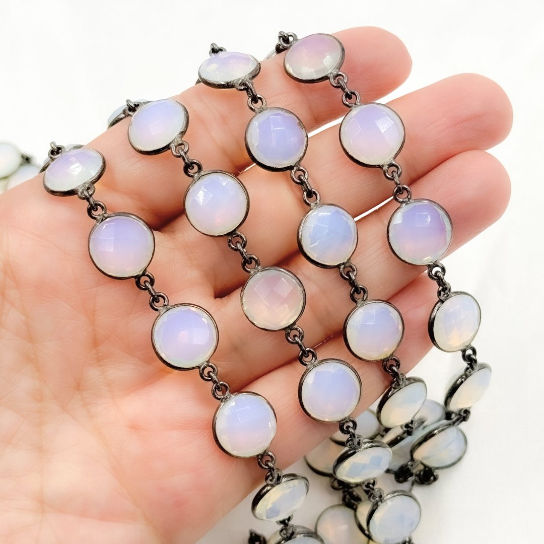 Opalite Round Shape Oxidized Wire Chain. OPA1