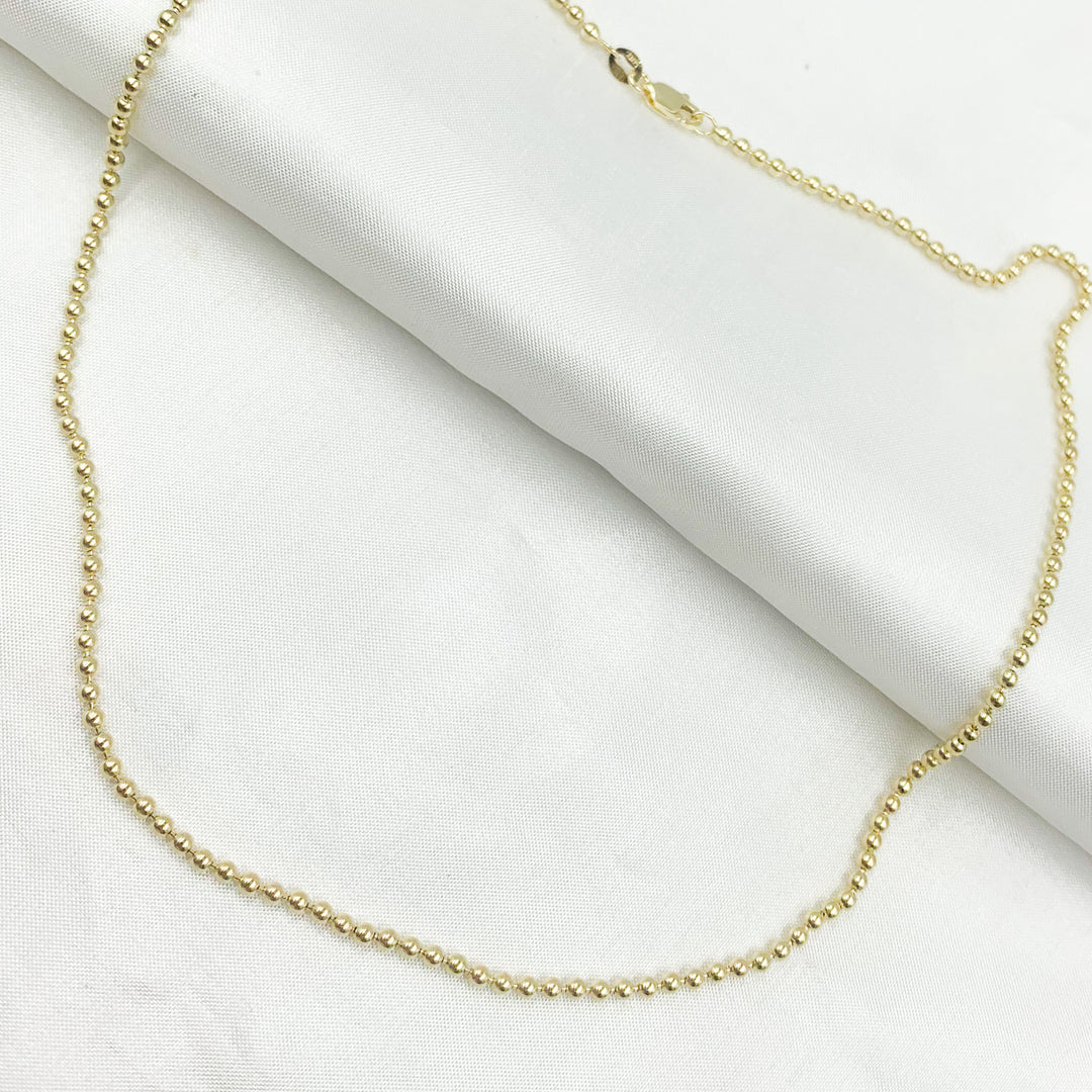 220CP. 14K Solid Yellow Gold Ball Necklace